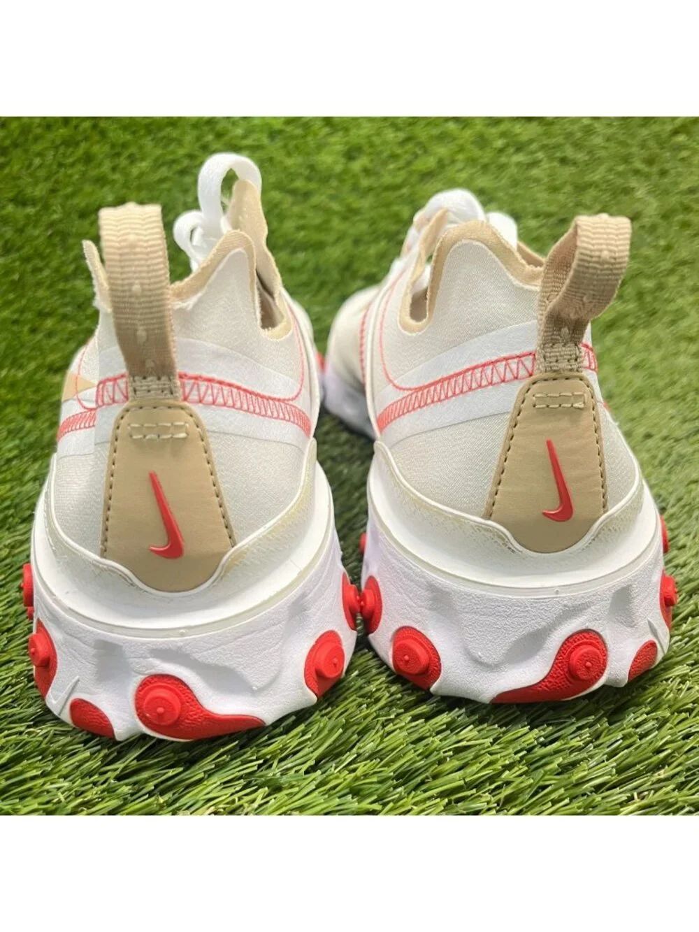 Nike React Element 55 Womens Size 11 White Beige Athletic Running Shoes Sneakers